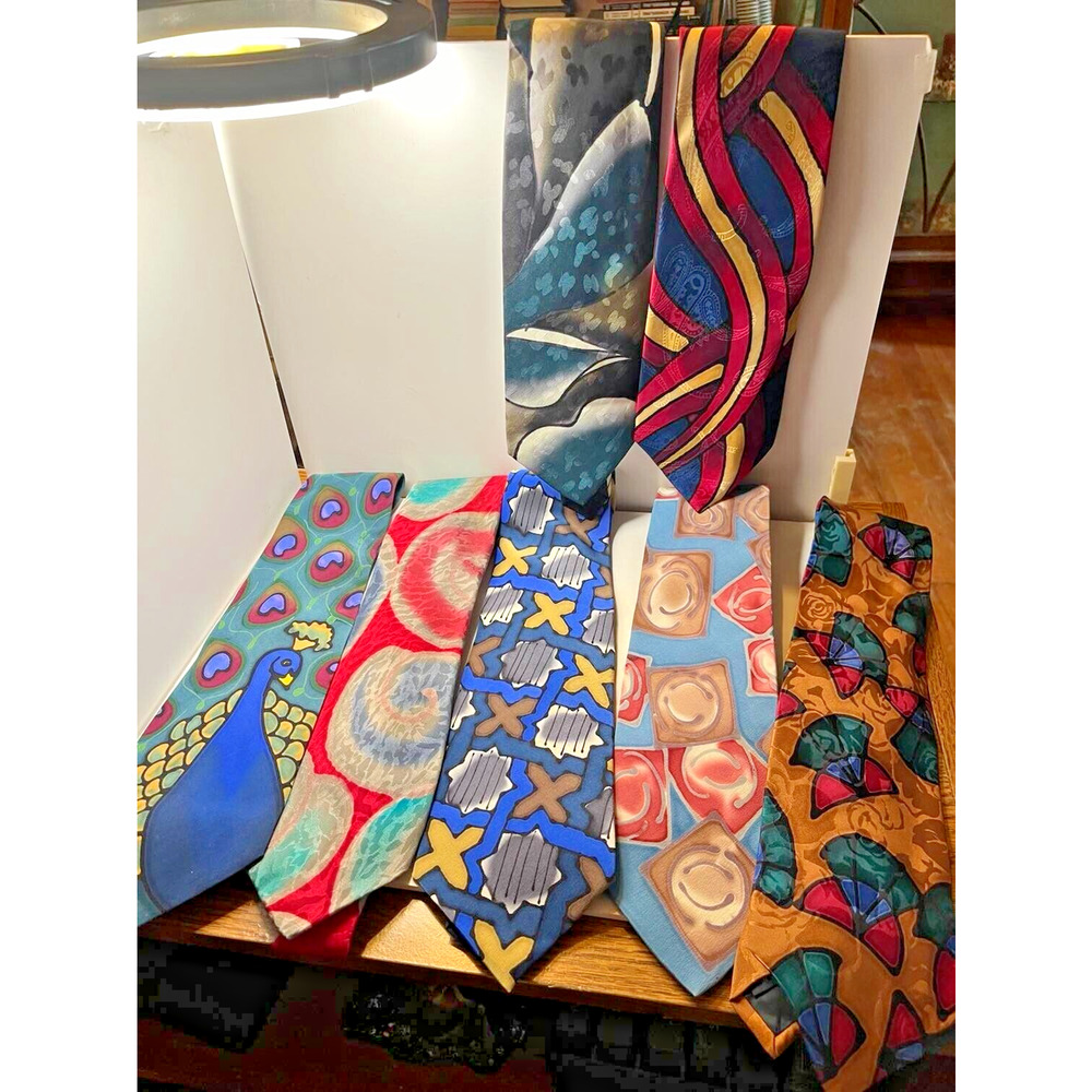 LOT OF 7 ROBERT DASKAL MEN'S TIE 100% SILK MADE IN USA